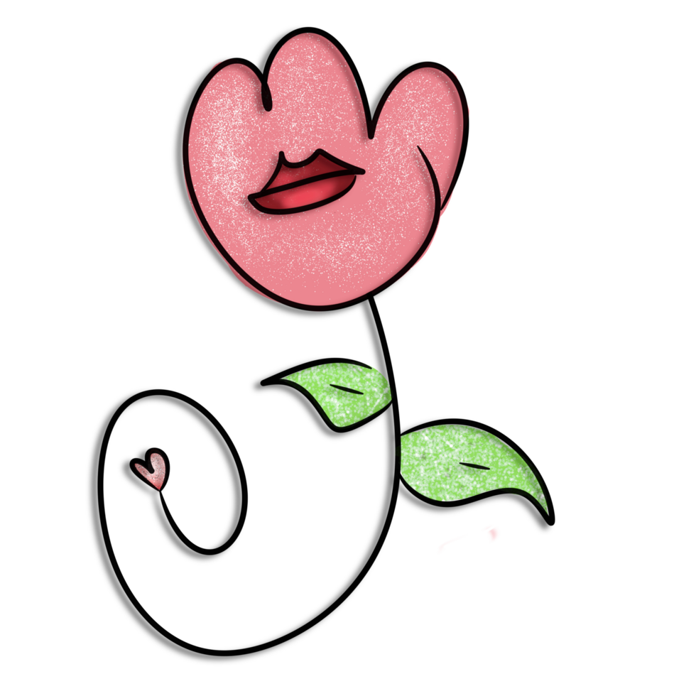 A rose with a kiss and a heart png