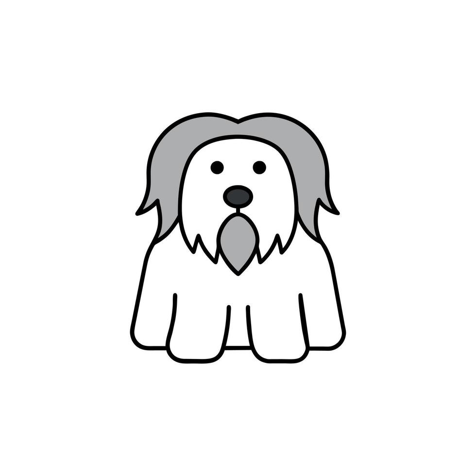 Bergamasco dog looks icon illustration vector