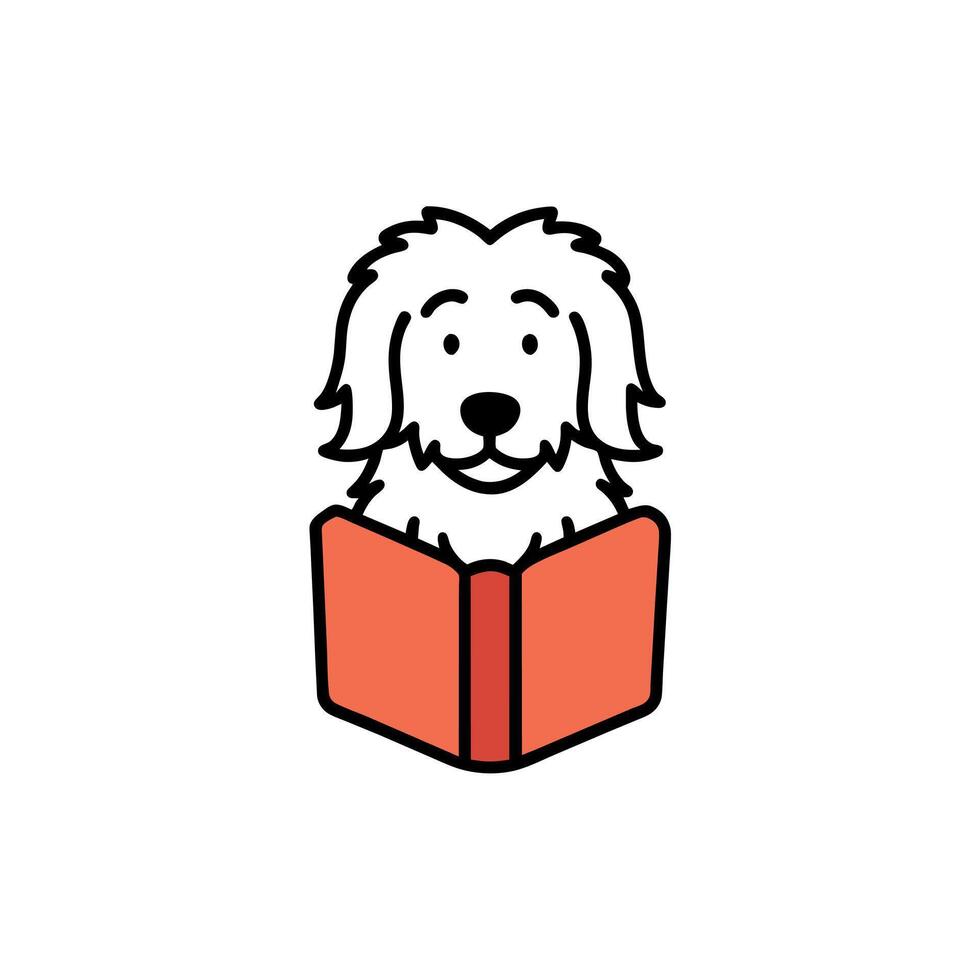 Bergamasco dog reading icon illustration vector