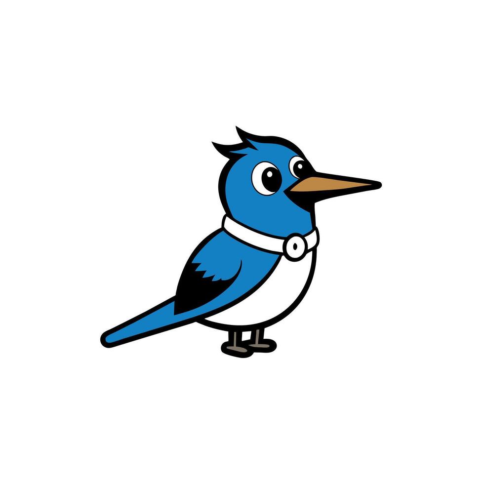 Belted Kingfisher bird smiles icon illustration vector