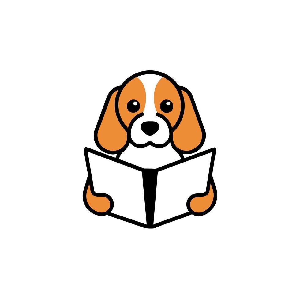 Beago dog reading icon illustration vector