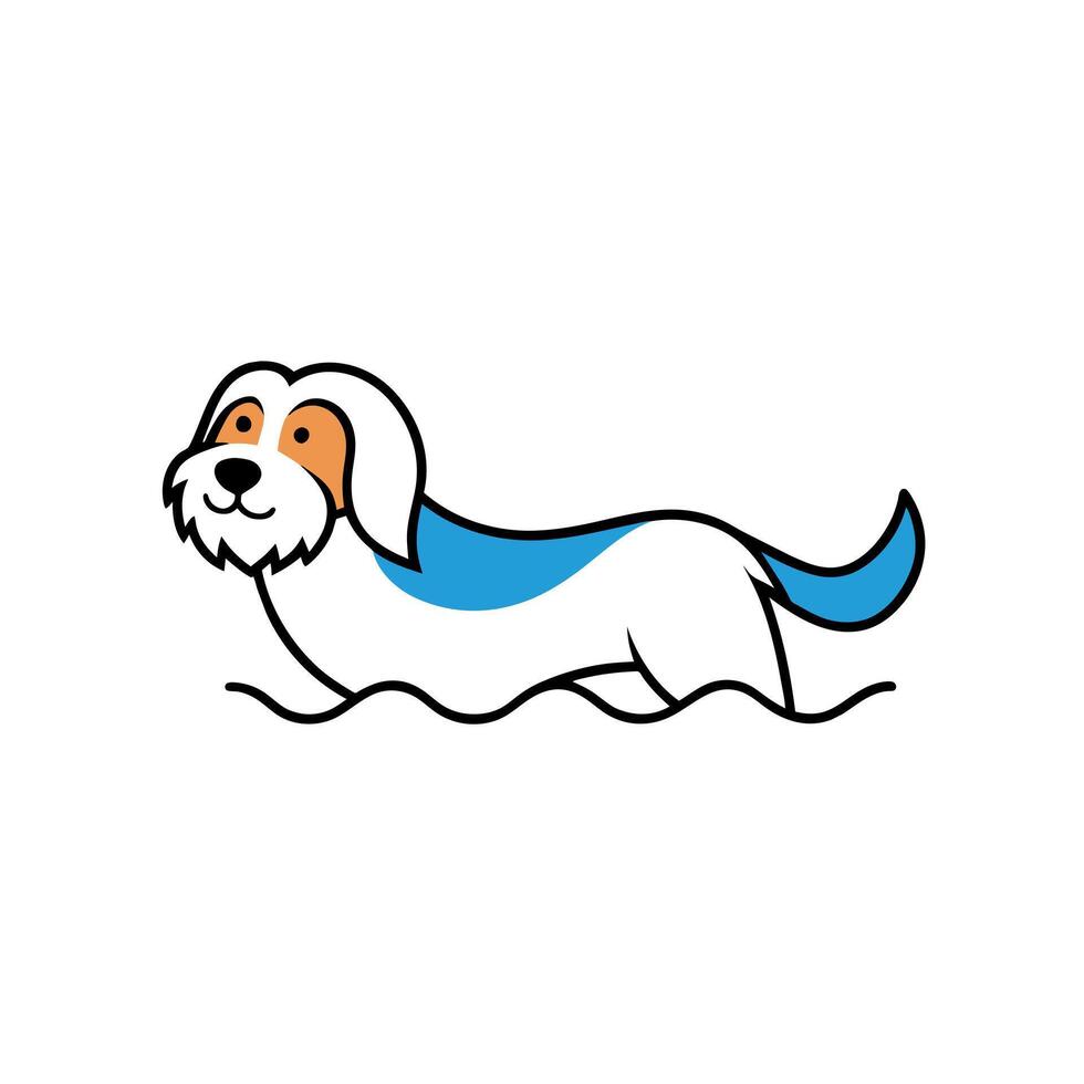 Bearded Collie dog swims icon illustration vector