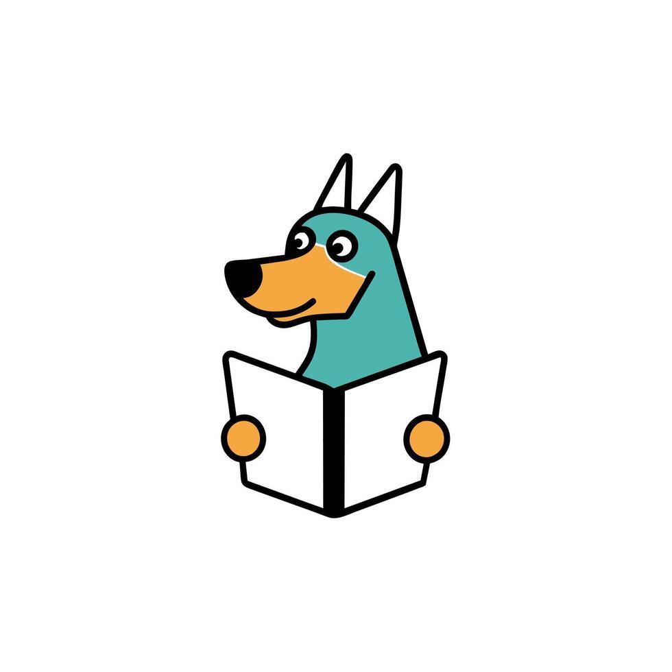 Beauceron dog reading icon illustration vector