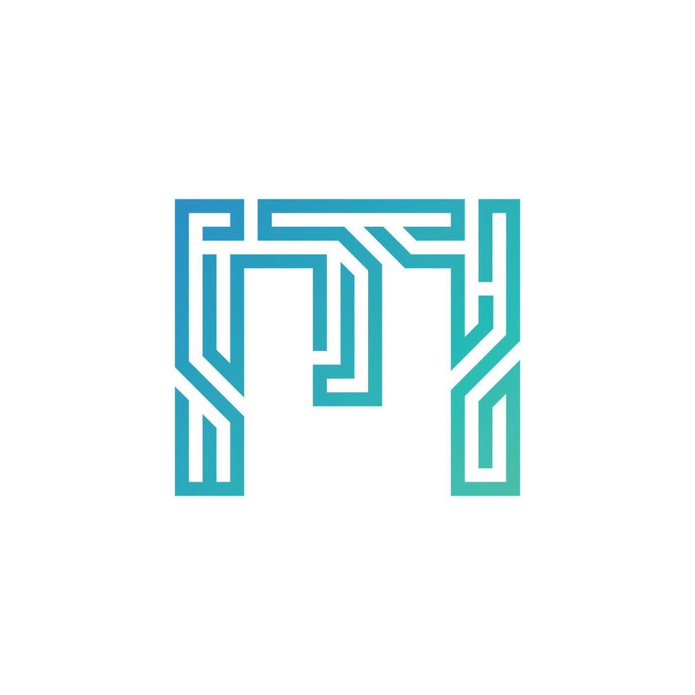 Letter M Maze Tech Logo Concept vector