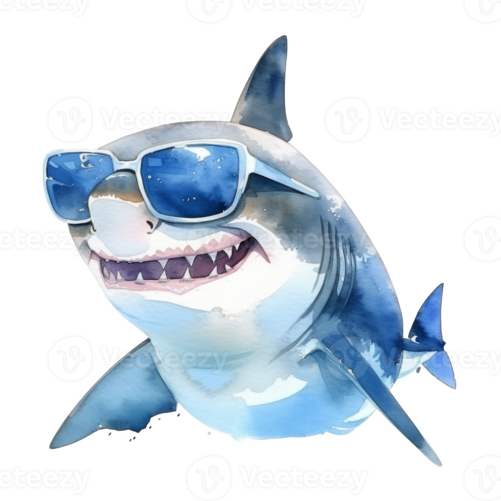 Shark, Summer Illustration. Watercolor Style. png
