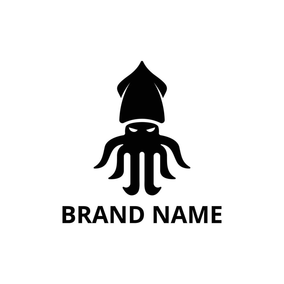 Flat Squid Black Logo Concept vector