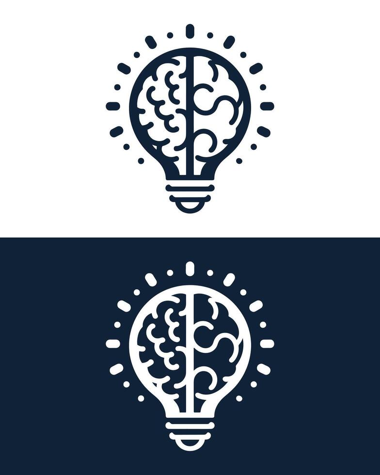 Mind and Thinking Symbol Brain and Light Bulb Logo vector