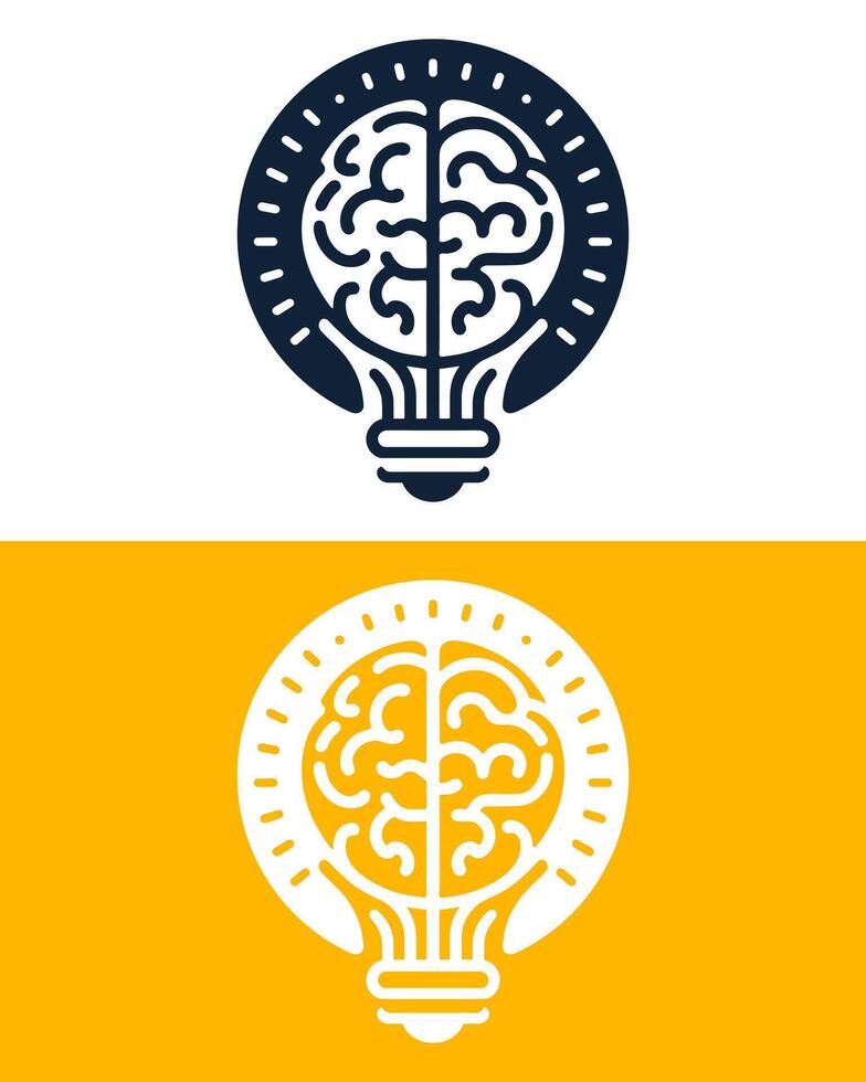 Innovative Brain and Light Bulb Logo Design vector