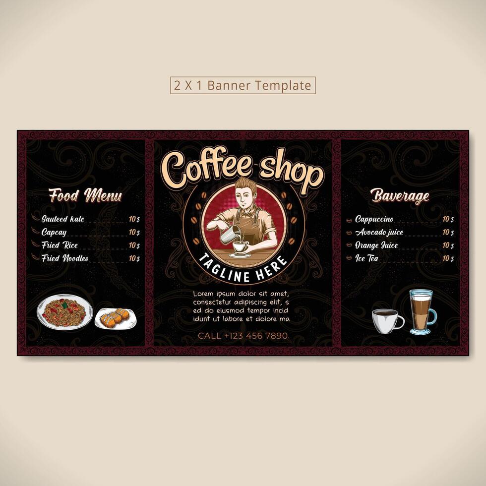 Coffeshop banner and menu template vector