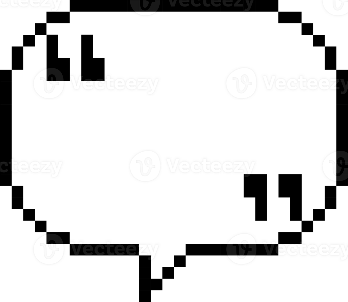 8bit retro game pixel speech bubble balloon with quotation marks, icon sticker memo keyword planner text box banner png