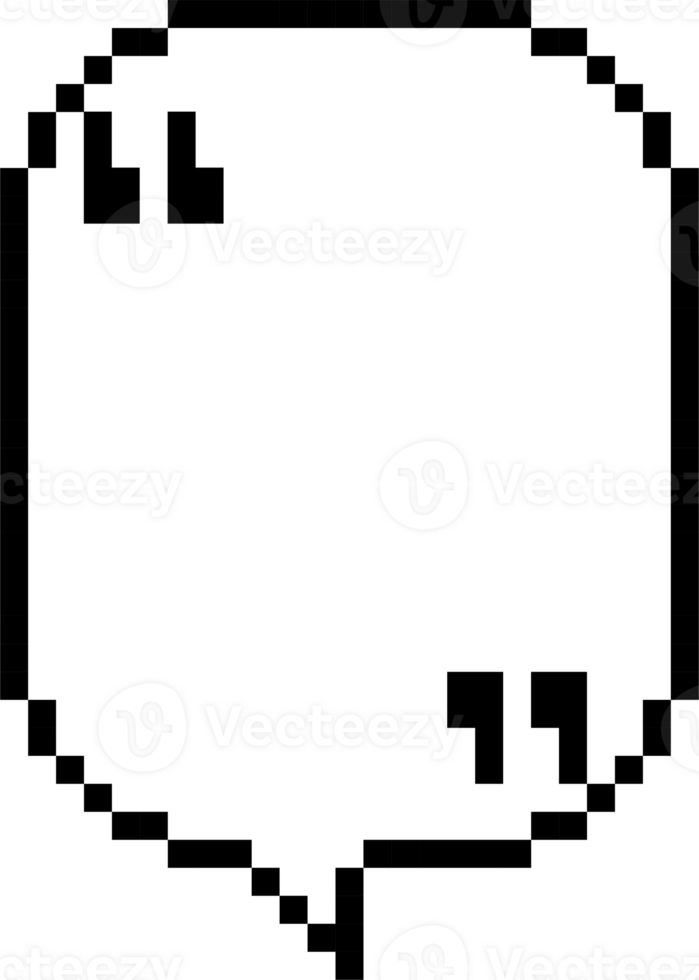 8bit retro game pixel speech bubble balloon with quotation marks, icon sticker memo keyword planner text box banner png