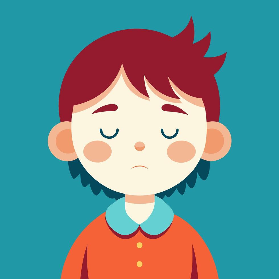 a child with sleepy face vector