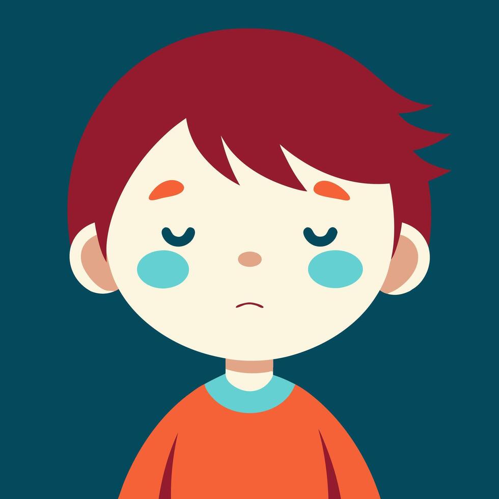 a child with sleepy face vector
