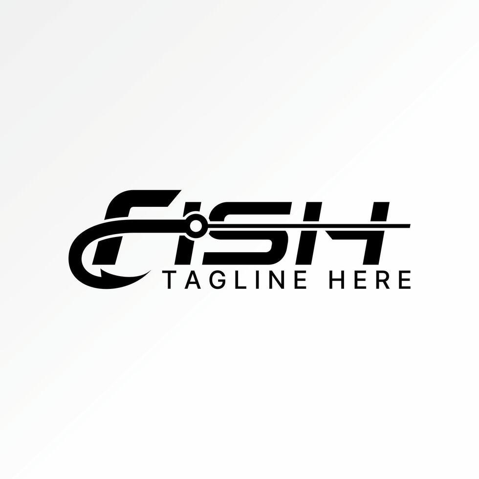 Logo design graphic concept creative premium stock abstract unique text word Fish with cut fishing hook Related to monogram typography branding vector