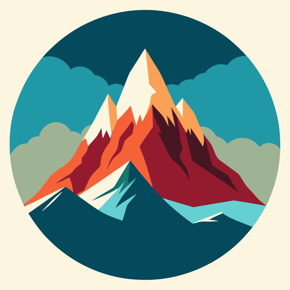 a mountain with a blue sky and clouds vector