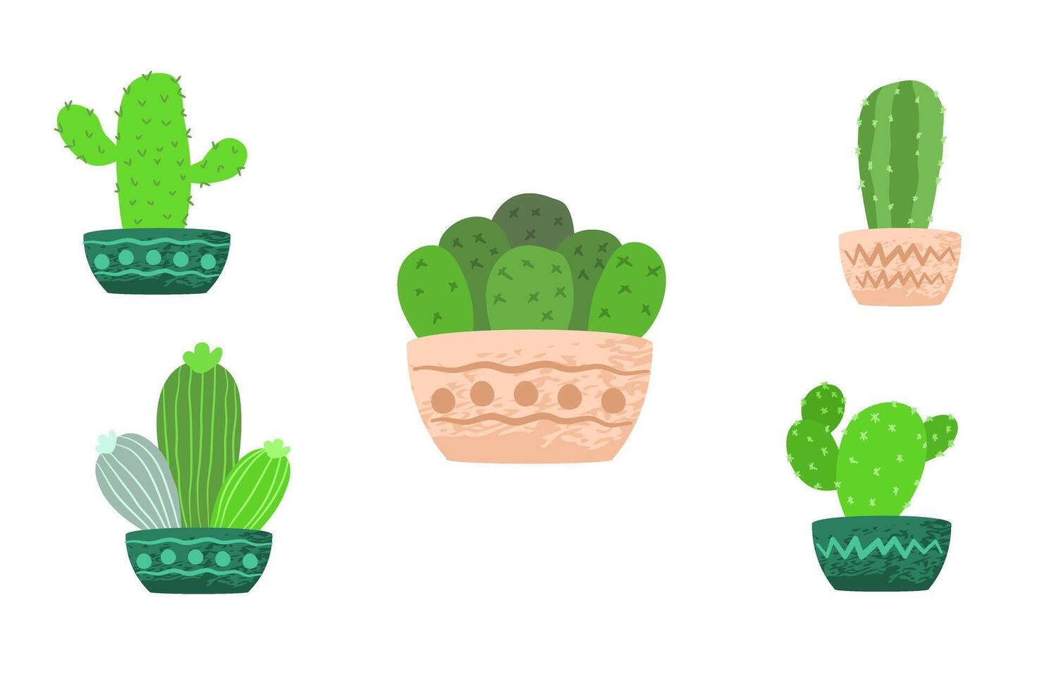 Aesthetic potted cactus tree. vector