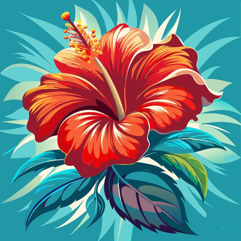 single hibiscus flowers are blooming vector