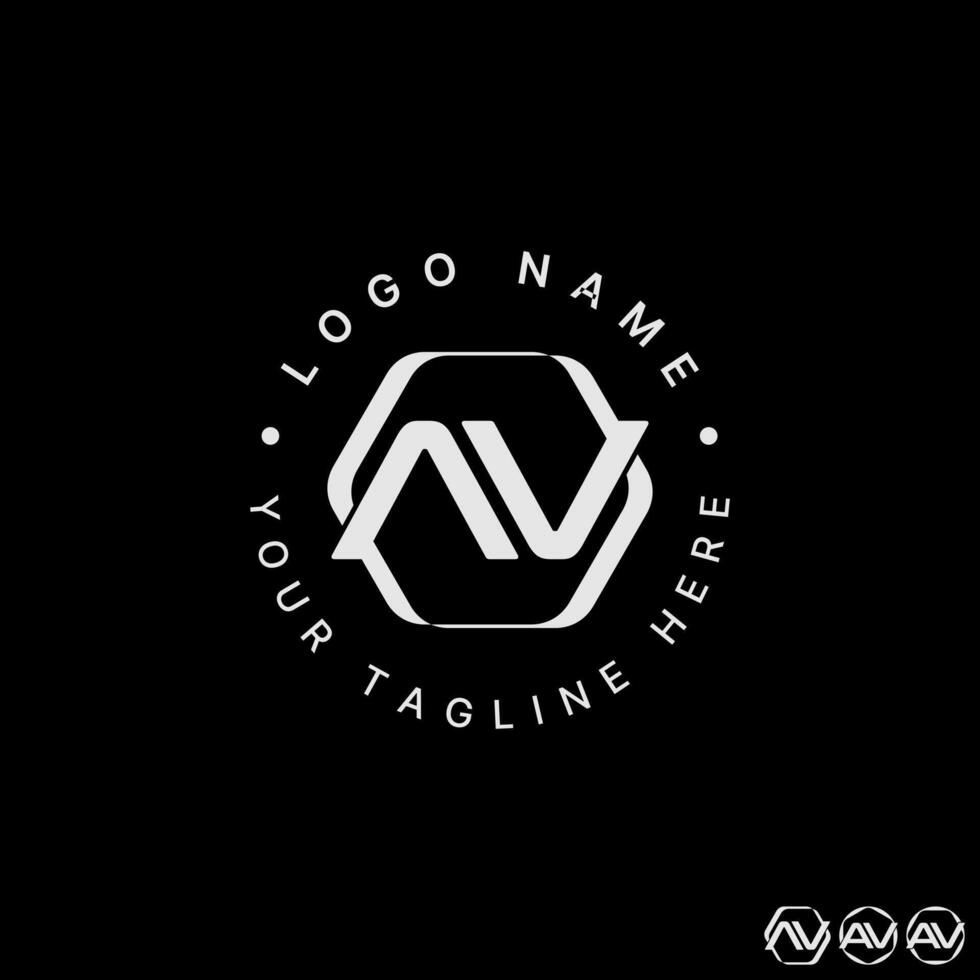 Logo design graphic concept creative premium abstract stock letter initial AV font flip mirror hexagon. Related to monogram typography branding vector