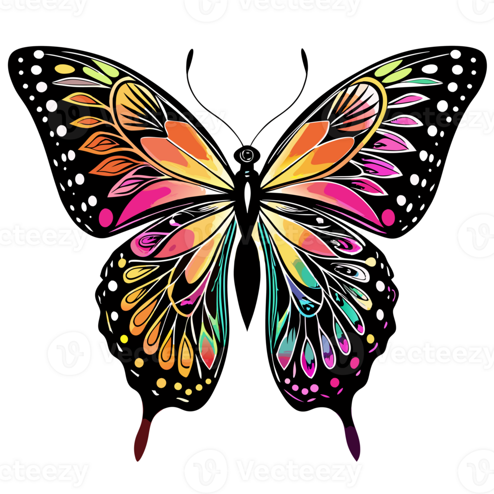 A butterfly with intricate and colorful wing patterns stands png