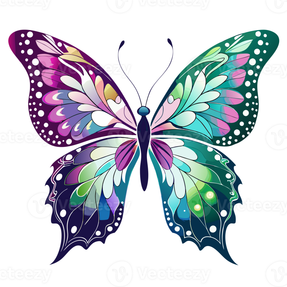 A butterfly with intricate and colorful wing patterns stands png