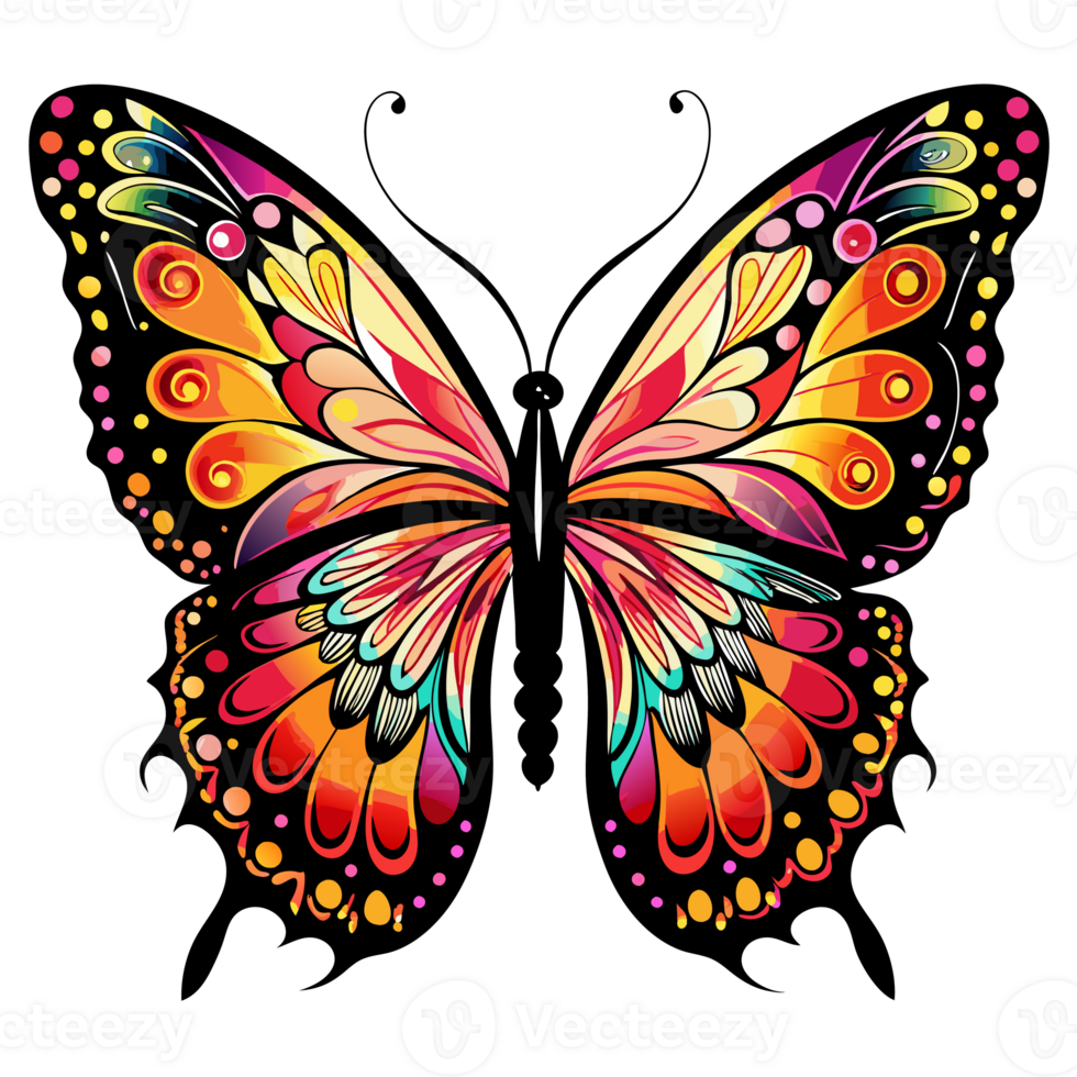 A butterfly with intricate and colorful wing patterns stands png