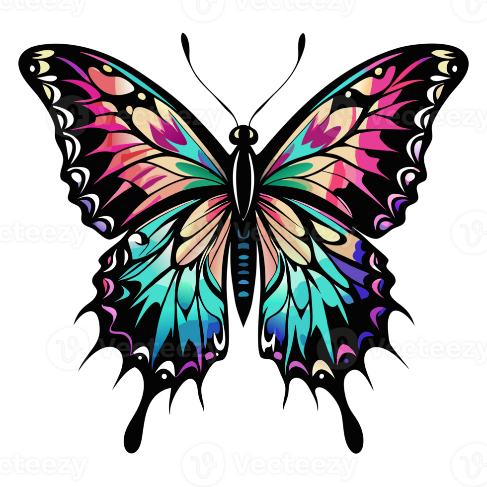 A butterfly with intricate and colorful wing patterns stands png