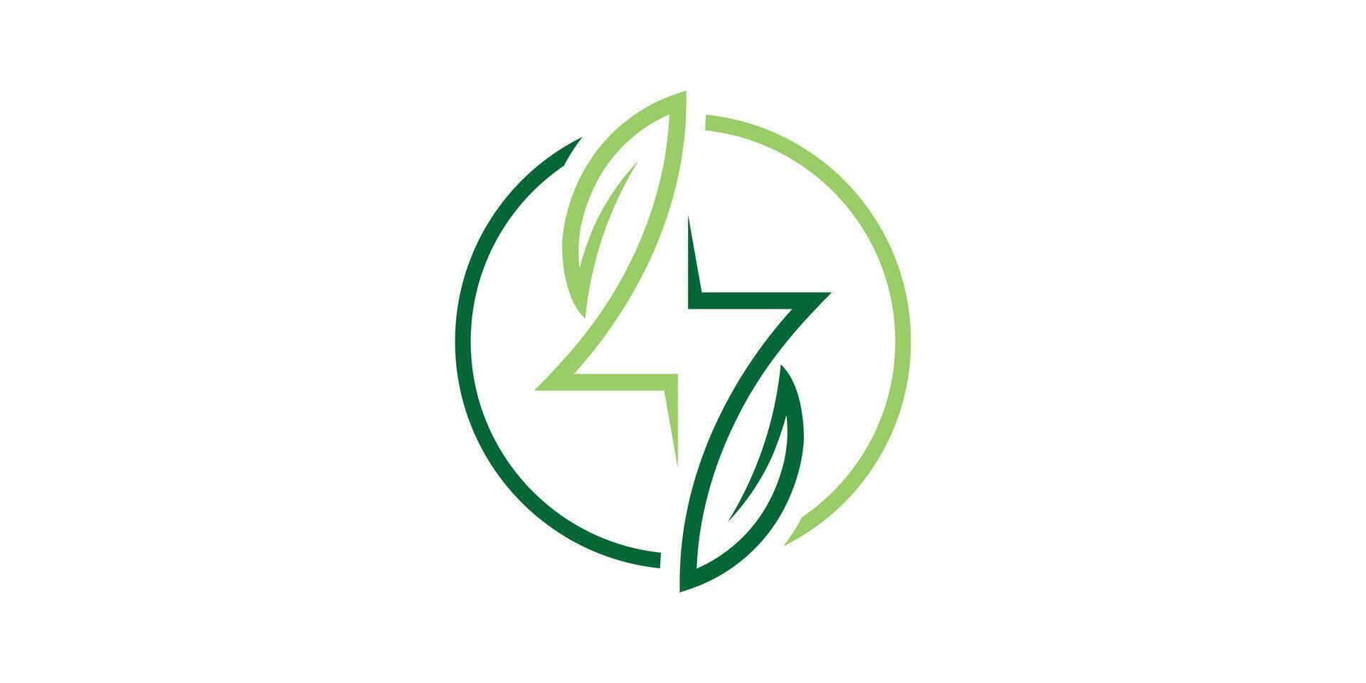 logo design for organic energy, lightning, leaves,. logo design template, icon, , symbol, creative, idea. vector
