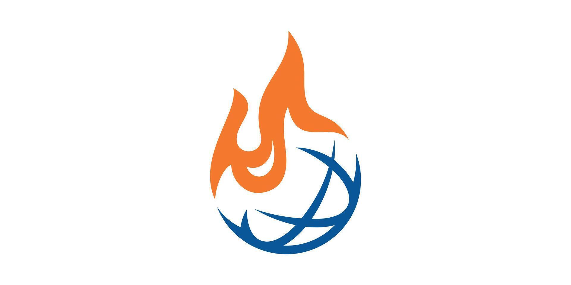 logo design global warming, fire, flame, earth, globe, universal.logo design template icon, symbol, creative, idea. vector