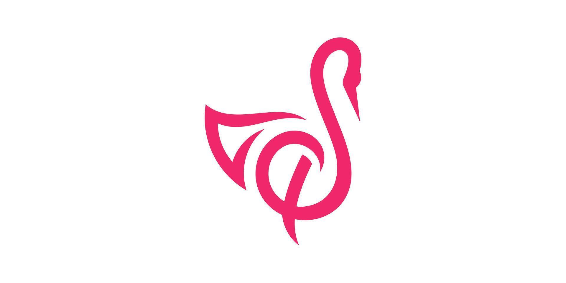 logo design combination of music icon and swan, beautiful, feminine. logo design template, icon, , symbol, creative, idea. vector