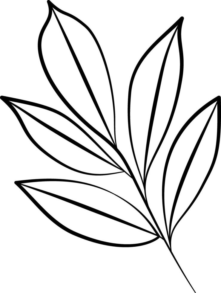 Decorated leaves branches outline. Illustrated leaves branches icon line art graphic element. vector