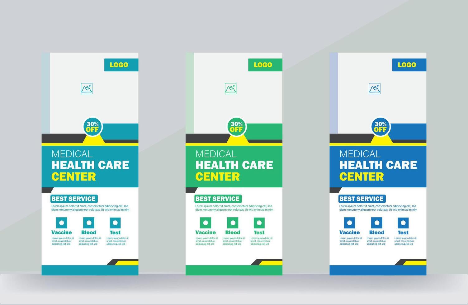 Medical clinic rack card or roll up banner design flyer template vector