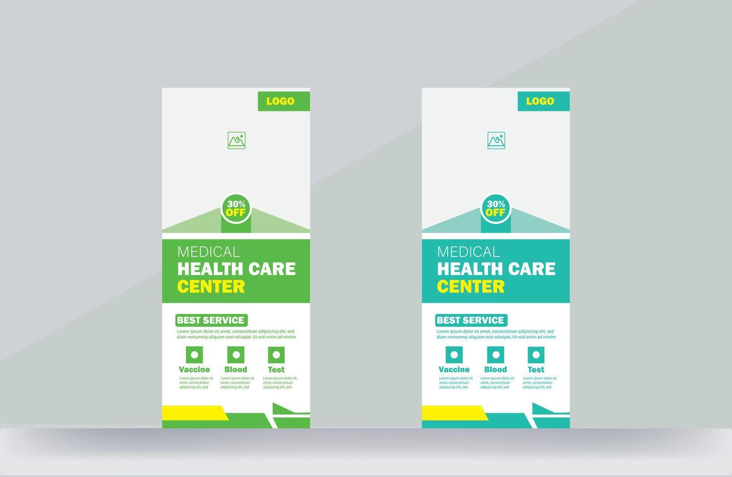 Roll up healthcare hospital banner design template vector