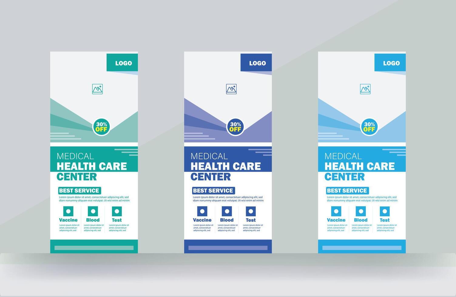 Roll up leaflet and hospital rack card flyer template vector