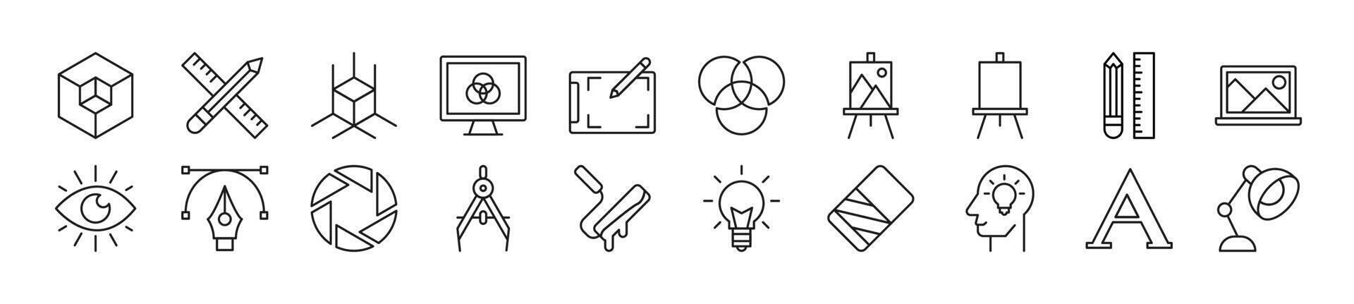 Collection of outline symbol of designer. Editable stroke. Simple linear illustration for stores, shops, banners, design vector