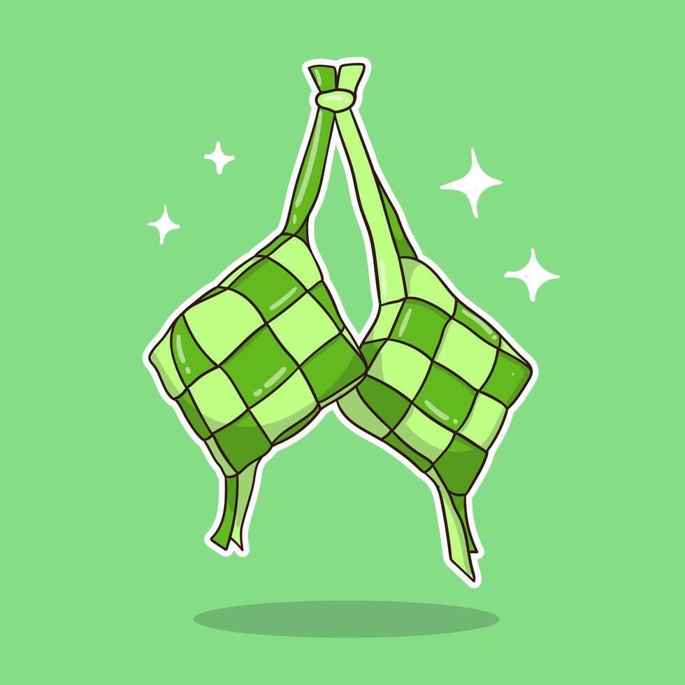 illustration cartoon traditional food ketupat, design. vector