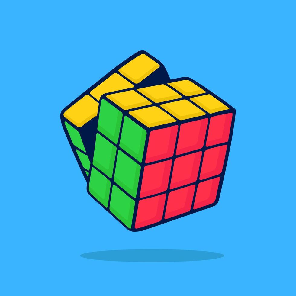 illustration cartoon rubik's cube icon vector