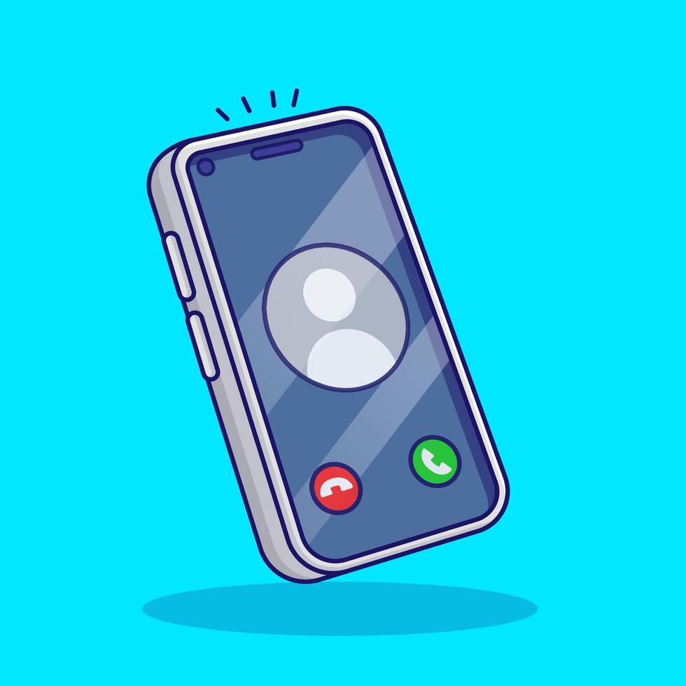 cute cartoon cell phone calling technology illustration design vector
