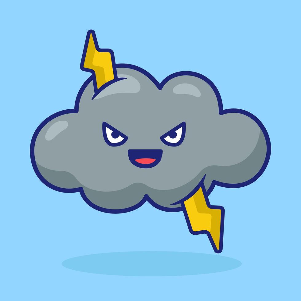 illustration cartoon black cloud and thunder design vector