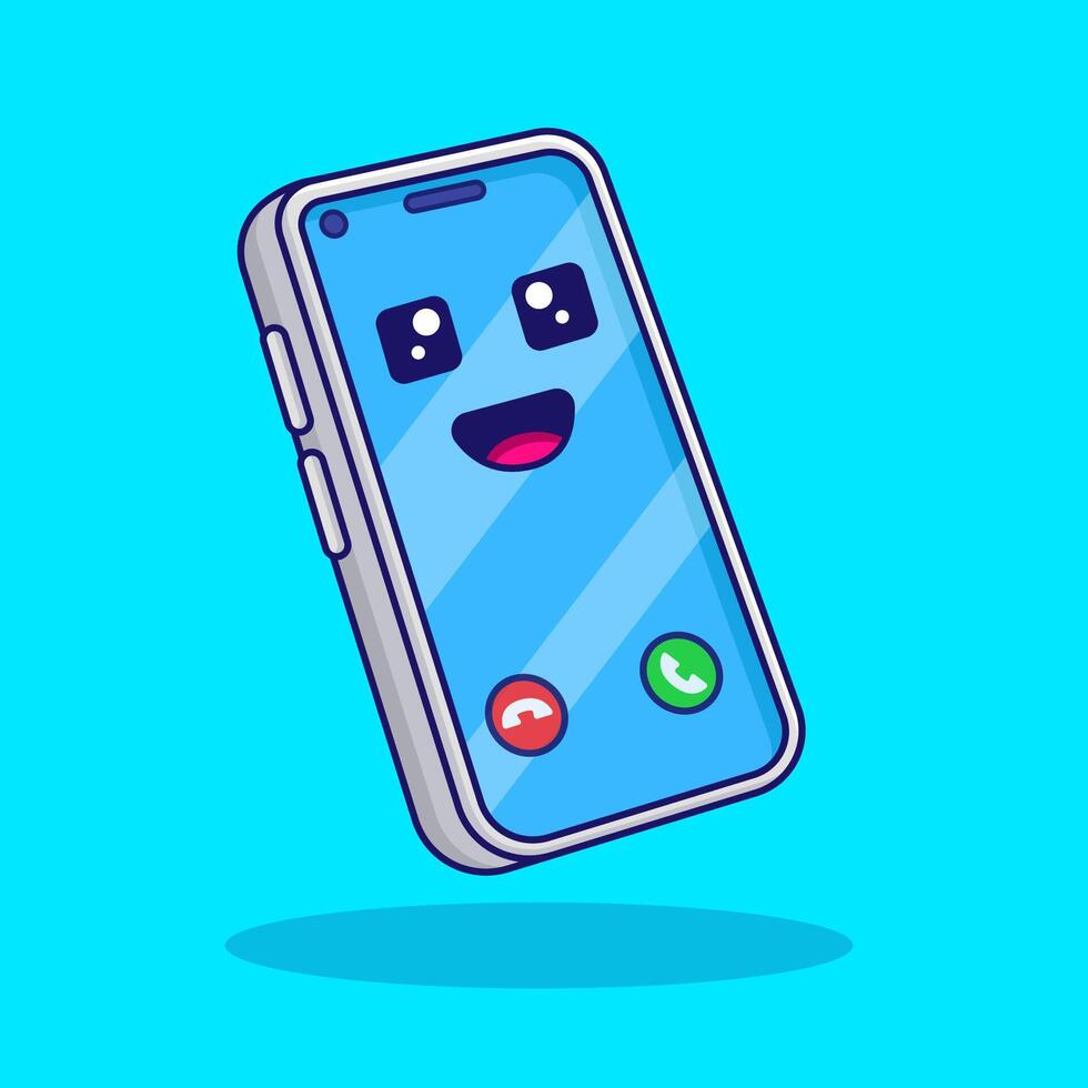 cute cartoon cell phone technology illustration design vector