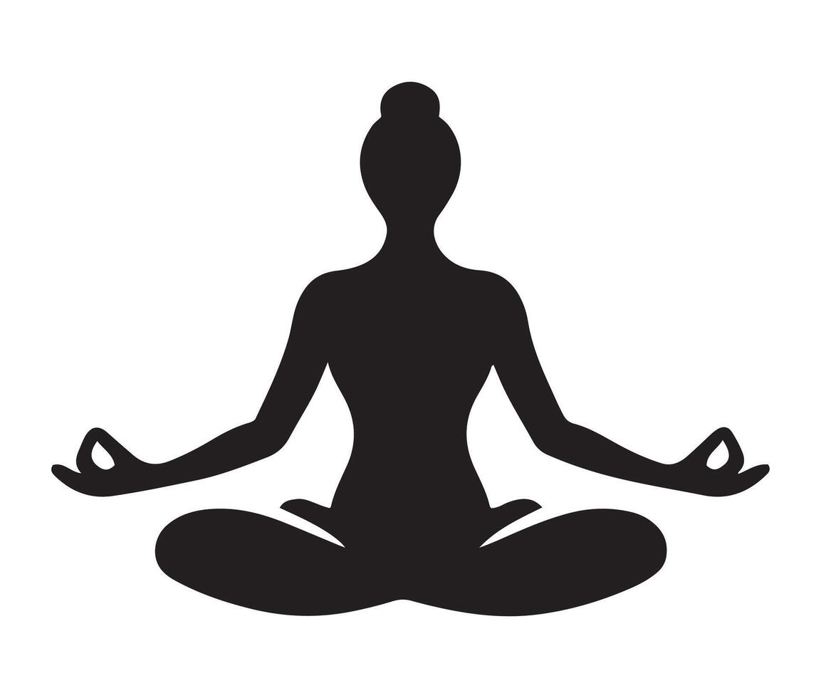 Yoga silhouette. Meditating woman in lotus position. illustration. vector