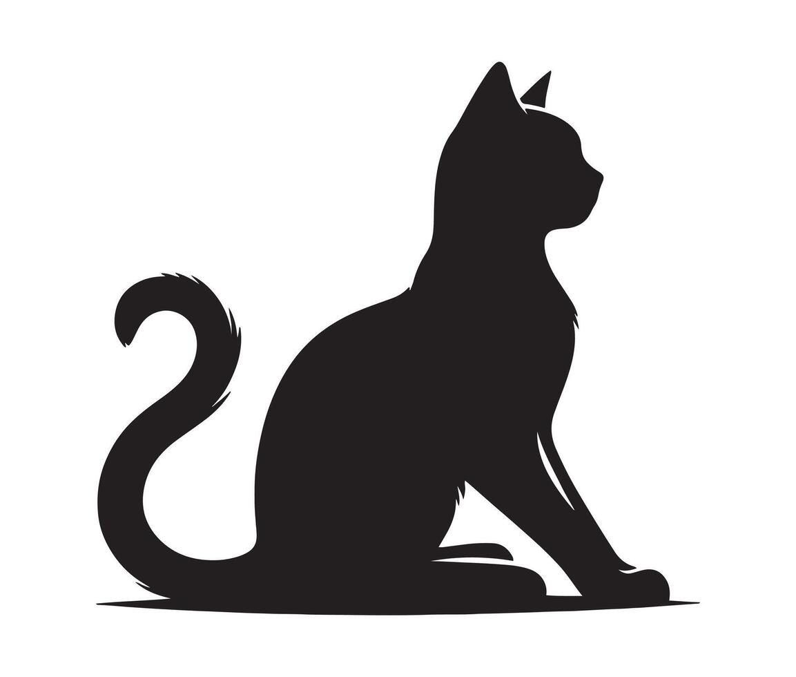 silhouette of the cat sitting, black color, isolated on white background vector