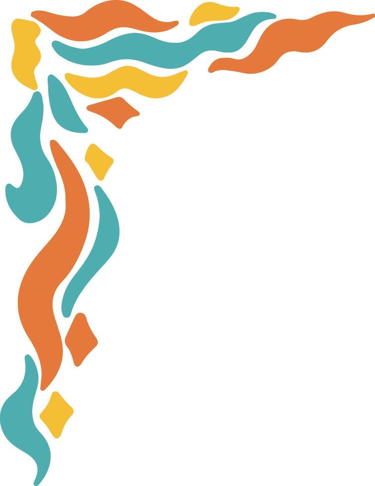 Retro Groovy Border Corner. Illustration in Abstract Design. vector