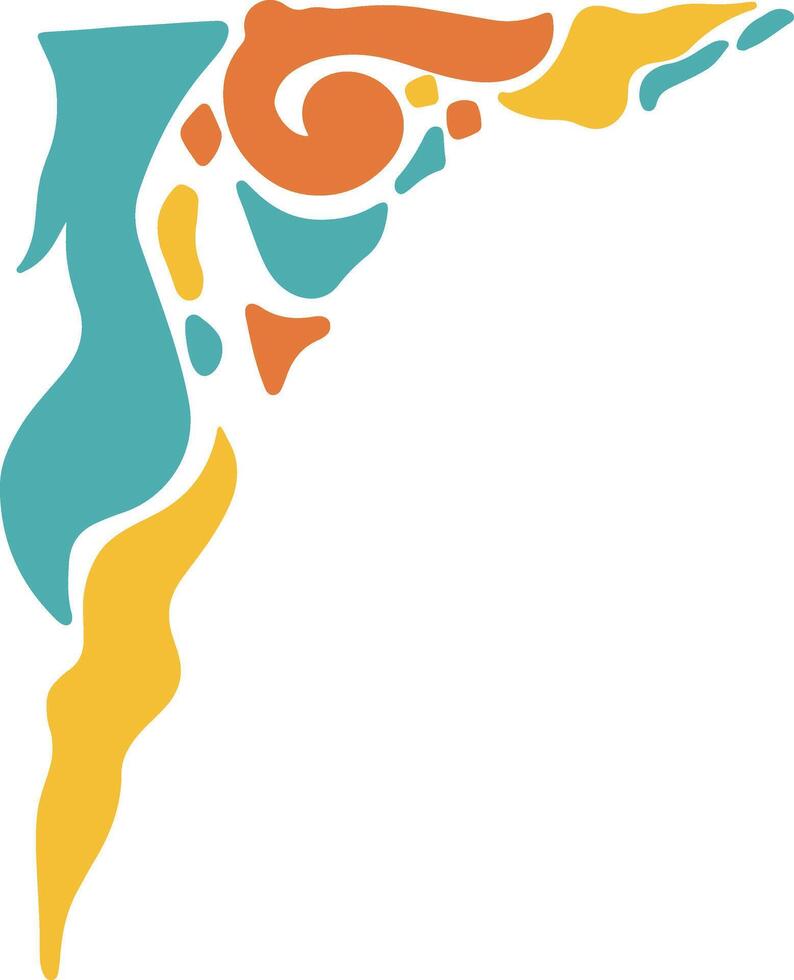 Retro Groovy Border Corner. Illustration in Abstract Design. vector