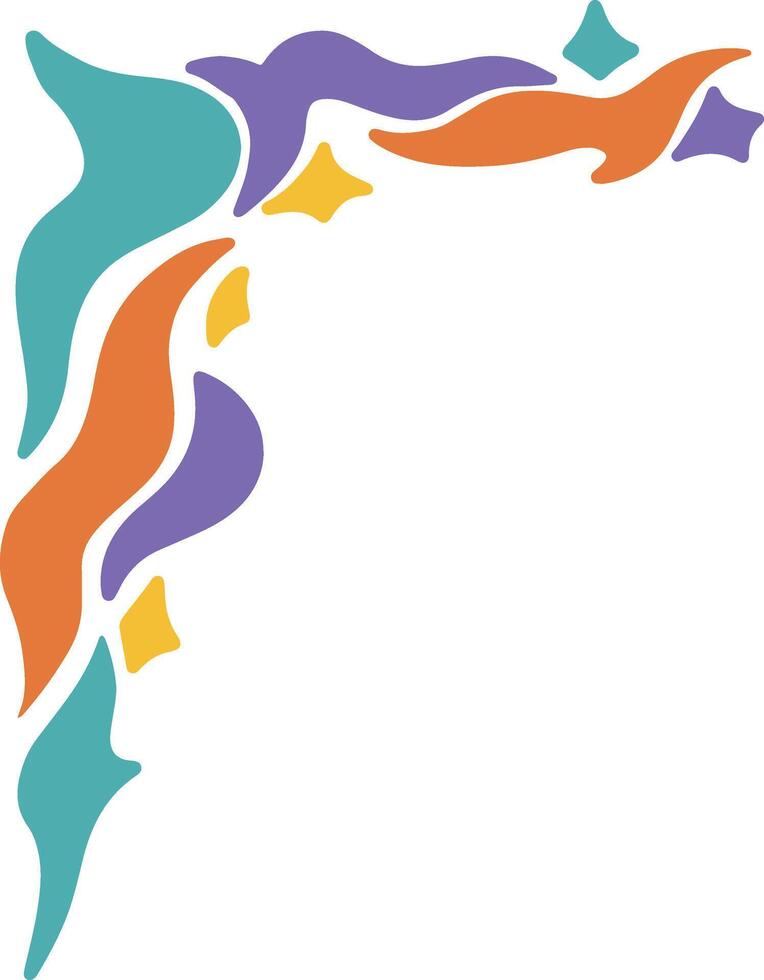 Retro Groovy Border Corner. Illustration in Abstract Design. vector