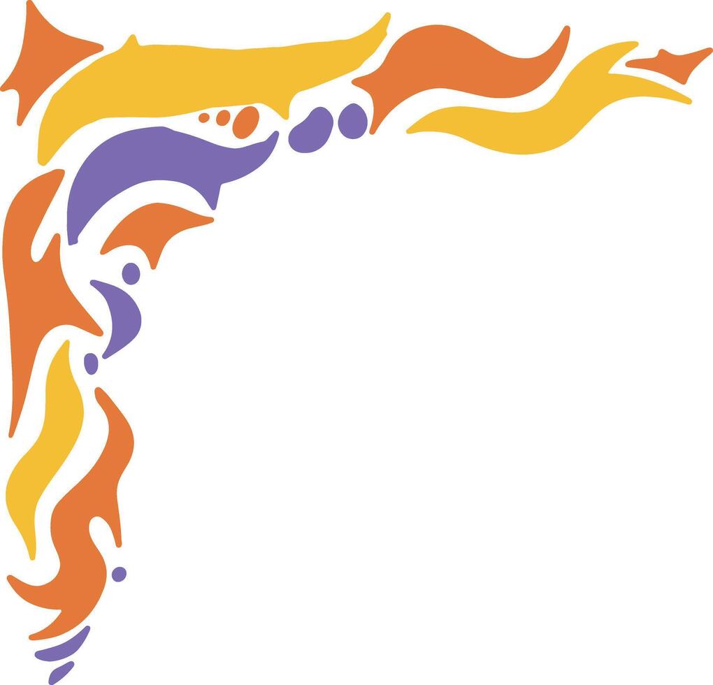 Retro Groovy Border Corner. Illustration in Abstract Design. vector