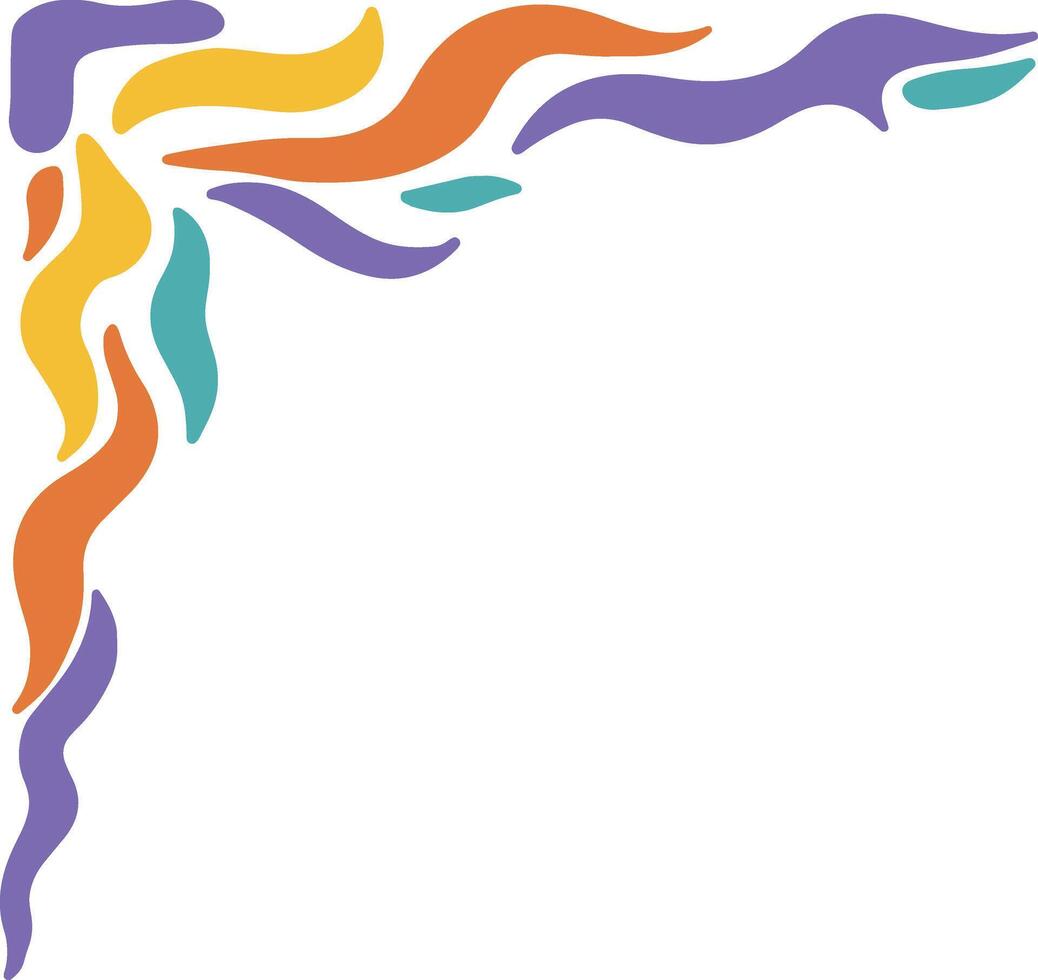 Retro Groovy Border Corner. Illustration in Abstract Design. vector