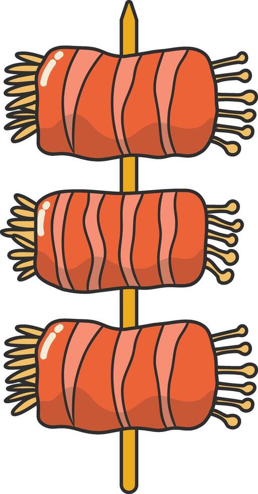 Grilled Street Food Illustration. Isolated on White Background. vector