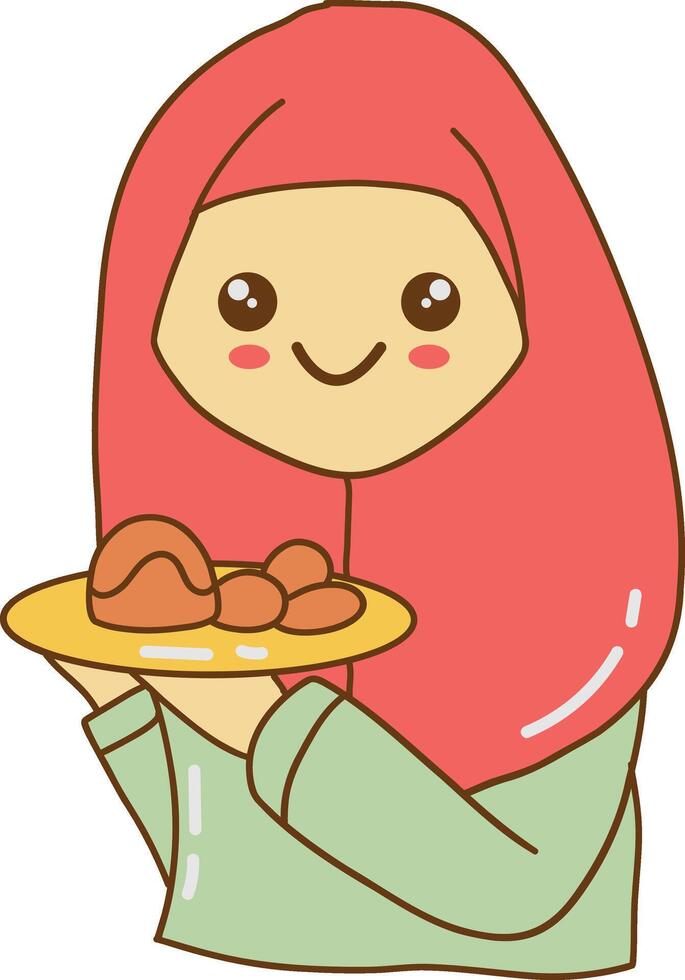 Ramadan Kareem Doodle Element with Cartoon Design. Illustration on a White Background vector