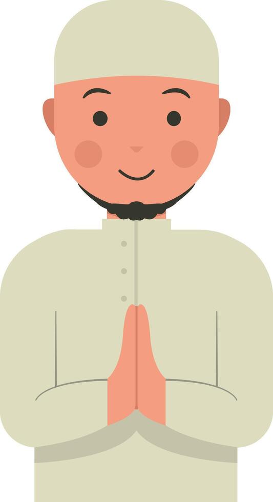 Muslim Greeting Pose Eid Illustration in Flat Style. vector