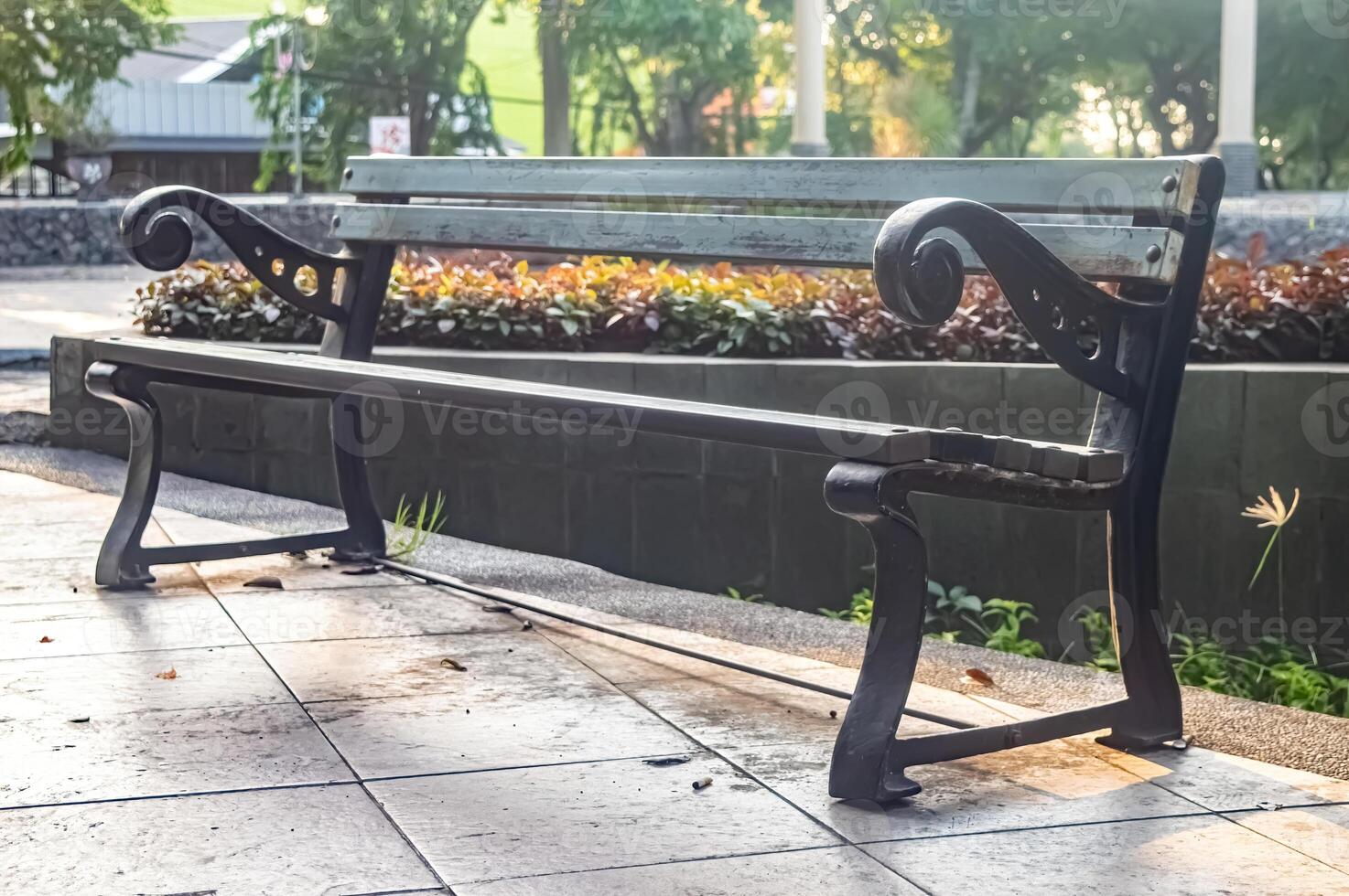 bench in spring park or downtown photo